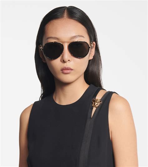 versace black and gold aviators|Versace aviator sunglasses women.